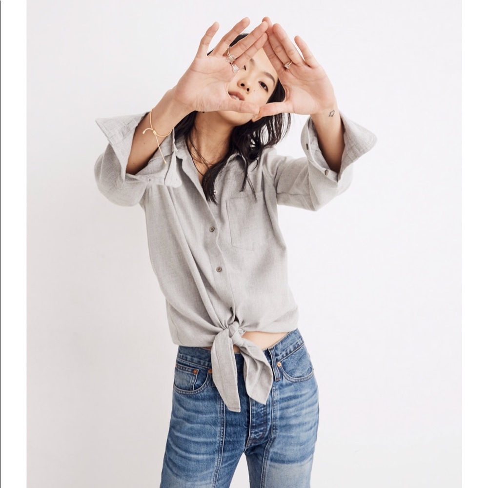 Madewell flannel tie-front shirt